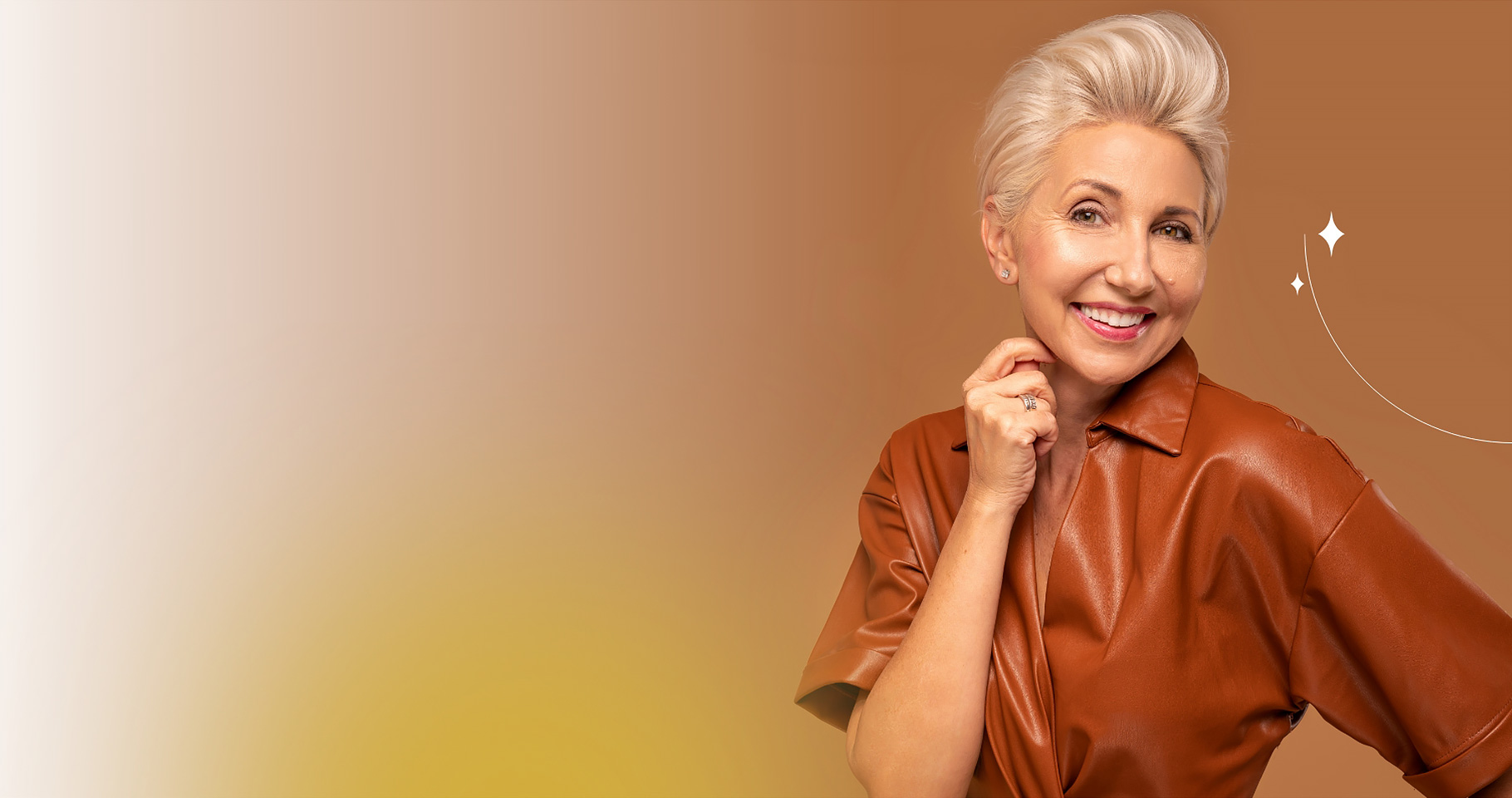 A beautiful woman after receiving a chemical peel treatment.